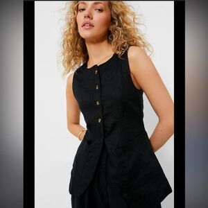 Tuckernuck Posse the Label Emma Vest Black Sleeveless 100% linen large